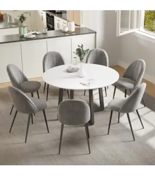 Pack de 8 Sillas de Comedor Modernas Sillas de Cocina Tapizada en Terciopelo con Respaldo Alto 50x52x83 cm Gris