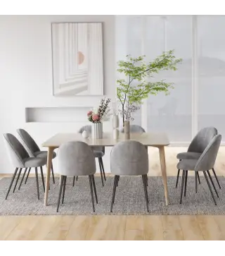 Pack de 8 Sillas de Comedor Modernas Sillas de Cocina Tapizada en Terciopelo con Respaldo Alto 50x52x83 cm Gris