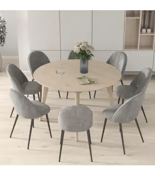 Pack de 8 Sillas de Comedor Modernas Sillas de Cocina Tapizada en Terciopelo con Respaldo Alto 50x52x83 cm Gris