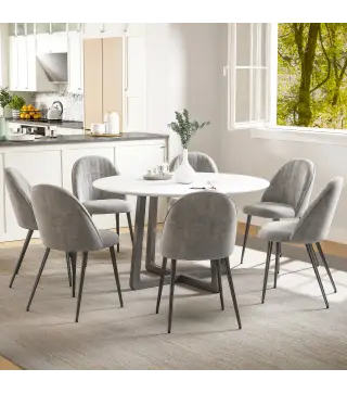Pack de 8 Sillas de Comedor Modernas Sillas de Cocina Tapizada en Terciopelo con Respaldo Alto 50x52x83 cm Gris