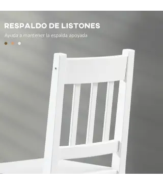 Juego de 4 Sillas de Comedor Silla de Cocina con Respaldo de Listones Marco de Madera de Pino 41x46,5x85,5 cm Blanco