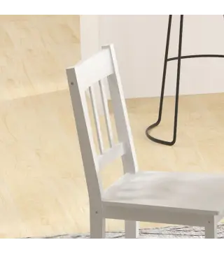 Juego de 4 Sillas de Comedor Silla de Cocina con Respaldo de Listones Marco de Madera de Pino 41x46,5x85,5 cm Blanco