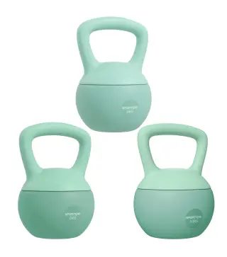 3 Pesas Rusas 6/8/10 kg Kettlebell Relleno de Arena Metálica y Mango Antideslizante para Entrenamiento en Casa Verde