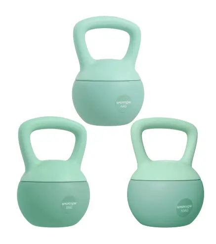 3 Pesas Rusas 6/8/10 kg Kettlebell Relleno de Arena Metálica y Mango Antideslizante para Entrenamiento en Casa Verde