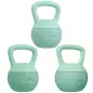 3 Pesas Rusas 6/8/10 kg Kettlebell Relleno de Arena Metálica y Mango Antideslizante para Entrenamiento en Casa Verde