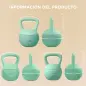 3 Pesas Rusas 6/8/10 kg Kettlebell Relleno de Arena Metálica y Mango Antideslizante para Entrenamiento en Casa Verde