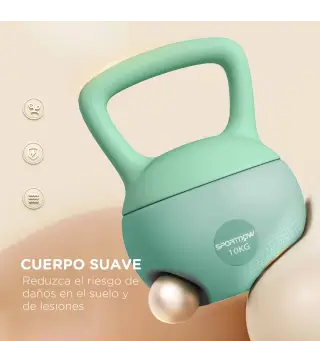 3 Pesas Rusas 6/8/10 kg Kettlebell Relleno de Arena Metálica y Mango Antideslizante para Entrenamiento en Casa Verde