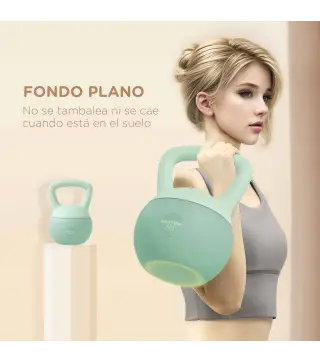 3 Pesas Rusas 6/8/10 kg Kettlebell Relleno de Arena Metálica y Mango Antideslizante para Entrenamiento en Casa Verde