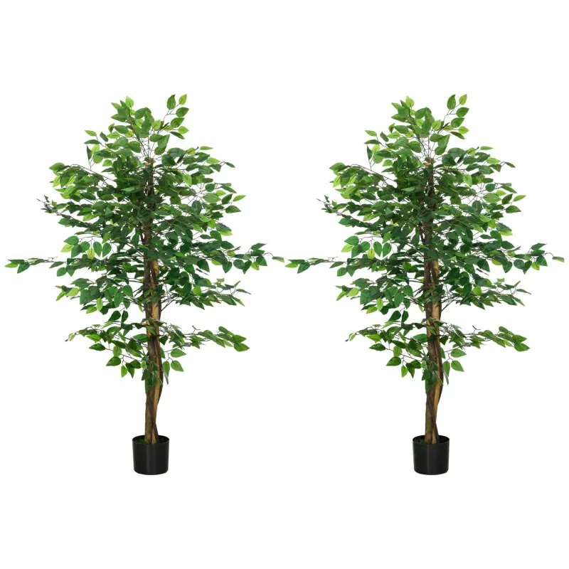 Pack de 2 Plantas Artificiales con Troncos Naturales 150 cm Ficus Sintéticas con 882 Hojas Decoración para Hogar Verde Pack de 2 Plantas Artificiales con Troncos Naturales 150 cm Ficus Sintéticas con 882 Hojas Decoración para Hogar Verde