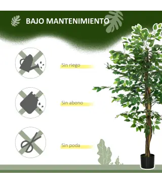 Pack de 2 Plantas Artificiales con Troncos Naturales 150 cm Ficus Sintéticas con 882 Hojas Decoración para Hogar Verde
