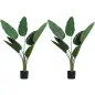 2 Palmas Artificiales 120 cm Plantas Artificiales Árboles Artificiales con 7 Hojas y Maceta para Decoración Hogar Verde
