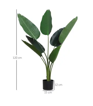 2 Palmas Artificiales 120 cm Plantas Artificiales Árboles Artificiales con 7 Hojas y Maceta para Decoración Hogar Verde