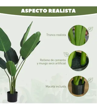 2 Palmas Artificiales 120 cm Plantas Artificiales Árboles Artificiales con 7 Hojas y Maceta para Decoración Hogar Verde