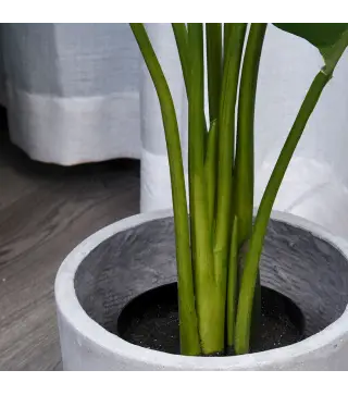 2 Palmas Artificiales 120 cm Plantas Artificiales Árboles Artificiales con 7 Hojas y Maceta para Decoración Hogar Verde