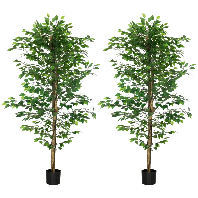 Pack de 2 Plantas Artificiales con Troncos Naturales 180 cm Ficus Sintética con 1260 Hojas Decoración para Hogar Verde Pack de 2 Plantas Artificiales con Troncos Naturales 180 cm Ficus Sintética con 1260 Hojas Decoración para Hogar Verde