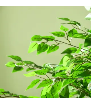 Pack de 2 Plantas Artificiales con Troncos Naturales 180 cm Ficus Sintética con 1260 Hojas Decoración para Hogar Verde