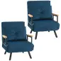 Pack de 2 Sofás Cama de 1 con Respaldo Ajustable de 5 Niveles y Almohadas Acolchadas 63x73x81 cm Azul