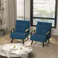 Pack de 2 Sofás Cama de 1 con Respaldo Ajustable de 5 Niveles y Almohadas Acolchadas 63x73x81 cm Azul