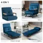 Pack de 2 Sofás Cama de 1 con Respaldo Ajustable de 5 Niveles y Almohadas Acolchadas 63x73x81 cm Azul