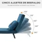 Pack de 2 Sofás Cama de 1 con Respaldo Ajustable de 5 Niveles y Almohadas Acolchadas 63x73x81 cm Azul