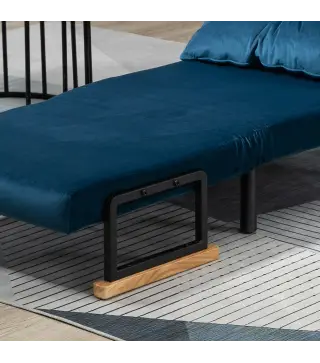 Pack de 2 Sofás Cama de 1 con Respaldo Ajustable de 5 Niveles y Almohadas Acolchadas 63x73x81 cm Azul