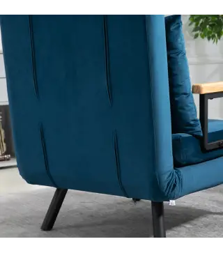 Pack de 2 Sofás Cama de 1 con Respaldo Ajustable de 5 Niveles y Almohadas Acolchadas 63x73x81 cm Azul