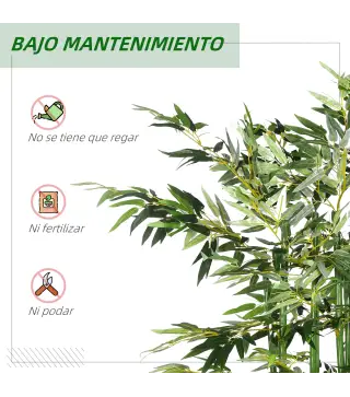 Pack de 2 Bambú Artificial con Maceta de Madera Plantas Artificiales de Decoración para Interior 35x10x180 cm Verde