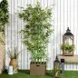 Pack de 2 Bambú Artificial con Maceta de Madera Plantas Artificiales de Decoración para Interior 35x10x180 cm Verde