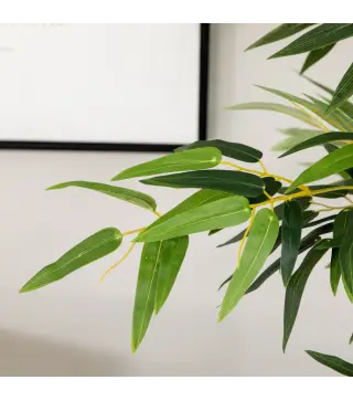 Pack de 2 Bambú Artificial con Maceta de Madera Plantas Artificiales de Decoración para Interior 35x10x180 cm Verde