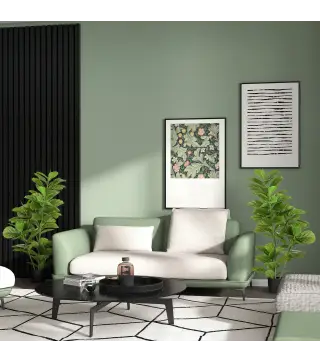 Pack de 2 Ficus Artificiales 110 cm Plantas Artificiales con 90 Hojas Musgo y Maceta para Interior Verde