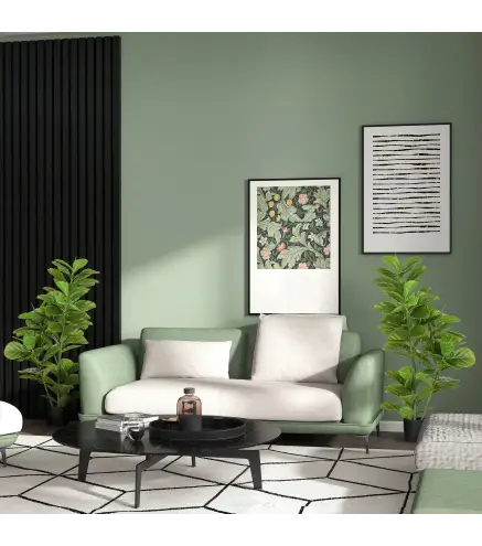 Pack de 2 Ficus Artificiales 110 cm Plantas Artificiales con 90 Hojas Musgo y Maceta para Interior Verde