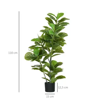Pack de 2 Ficus Artificiales 110 cm Plantas Artificiales con 90 Hojas Musgo y Maceta para Interior Verde