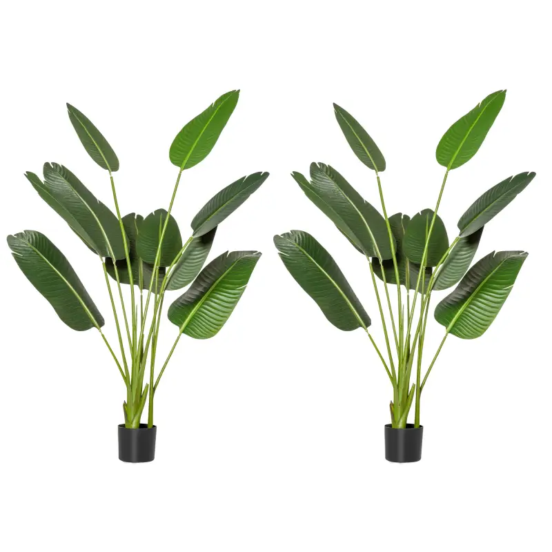 2 Plantas Artificiales de 160 cm Bananera con Maceta y 10 Hojas Realistas para Decoración en Interior Verde 2 Plantas Artificiales de 160 cm Bananera con Maceta y 10 Hojas Realistas para Decoración en Interior Verde