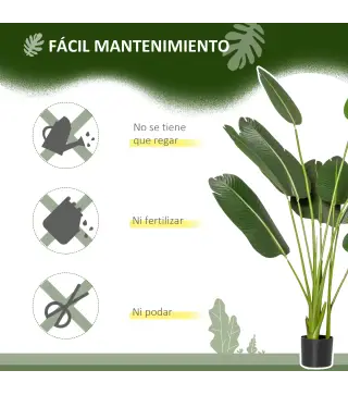 2 Plantas Artificiales de 160 cm Bananera con Maceta y 10 Hojas Realistas para Decoración en Interior Verde