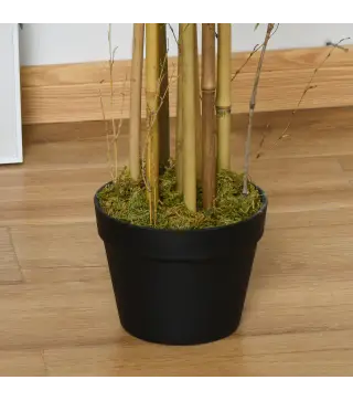 Pack de 2 Bambú Artificiales 150 cm con 1095 Hojas Maceta Decoración para Interior Hogar Verde