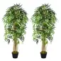Pack de 2 Bambú Artificiales 150 cm con 1095 Hojas Maceta Decoración para Interior Hogar Verde