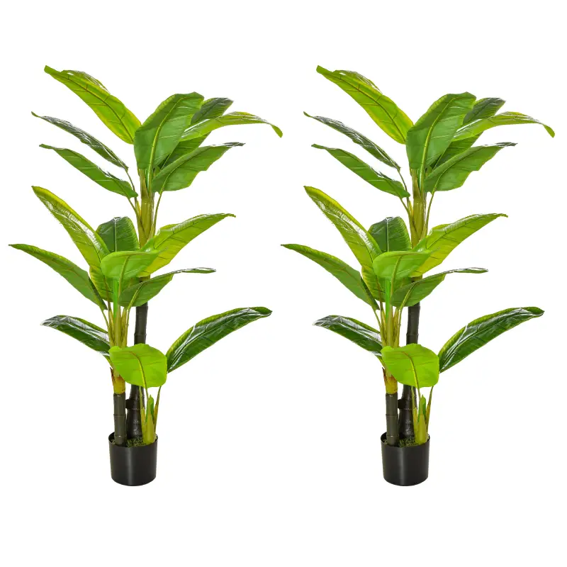 Pack de 2 Plataneras Plantas Artificiales 150 cm con Maceta y 18 Hojas para Decoración de Hogar Salón Verde Pack de 2 Plataneras Plantas Artificiales 150 cm con Maceta y 18 Hojas para Decoración de Hogar Salón Verde