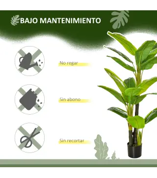 Pack de 2 Plataneras Plantas Artificiales 150 cm con Maceta y 18 Hojas para Decoración de Hogar Salón Verde