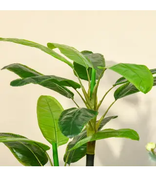 Pack de 2 Plataneras Plantas Artificiales 150 cm con Maceta y 18 Hojas para Decoración de Hogar Salón Verde