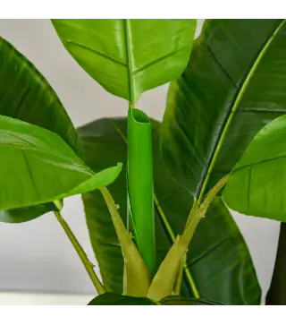 Pack de 2 Plataneras Plantas Artificiales 150 cm con Maceta y 18 Hojas para Decoración de Hogar Salón Verde