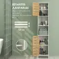 Mueble Bajo Lavabo y Columna Auxiliar de Baño con Estantes Ajustables y Puertas de Bambú Base Elevada Blanco y Natural Mueble Bajo Lavabo y Columna Auxiliar de Baño con Estantes Ajustables y Puertas de Bambú Base Elevada Blanco y Natural