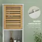 Mueble Bajo Lavabo y Columna Auxiliar de Baño con Estantes Ajustables y Puertas de Bambú Base Elevada Blanco y Natural Mueble Bajo Lavabo y Columna Auxiliar de Baño con Estantes Ajustables y Puertas de Bambú Base Elevada Blanco y Natural