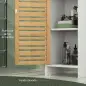 Mueble Bajo Lavabo y Columna Auxiliar de Baño con Estantes Ajustables y Puertas de Bambú Base Elevada Blanco y Natural Mueble Bajo Lavabo y Columna Auxiliar de Baño con Estantes Ajustables y Puertas de Bambú Base Elevada Blanco y Natural