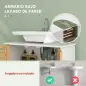 Mueble Bajo Lavabo y Columna Auxiliar de Baño con Estantes Ajustables y Puertas de Bambú Base Elevada Blanco y Natural Mueble Bajo Lavabo y Columna Auxiliar de Baño con Estantes Ajustables y Puertas de Bambú Base Elevada Blanco y Natural