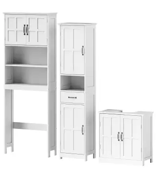 Conjunto de Baño Incluye 1 Mueble sobre Inodoro 1 Columna de Baño 1 Mueble para Debajo del Lavabo Blanco