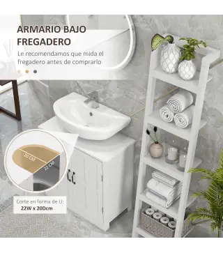 Conjunto de Baño Incluye 1 Mueble sobre Inodoro 1 Columna de Baño 1 Mueble para Debajo del Lavabo Blanco