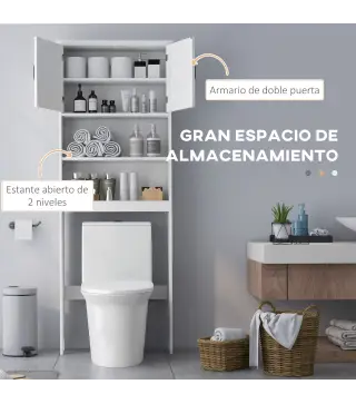 Conjunto de Baño Incluye 1 Mueble sobre Inodoro 1 Columna de Baño 1 Mueble para Debajo del Lavabo Blanco