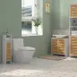 Conjunto de Mueble Bajo Lavabo y Columna Auxiliar con Estantes Ajustables y Puertas de Bambú Blanco y Natural