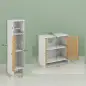 Conjunto de Mueble Bajo Lavabo y Columna Auxiliar con Estantes Ajustables y Puertas de Bambú Blanco y Natural