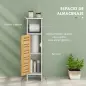Conjunto de Mueble Bajo Lavabo y Columna Auxiliar con Estantes Ajustables y Puertas de Bambú Blanco y Natural